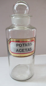 Antique Chemist Bottle with Ball Stopper and Foil Glass Covered Label