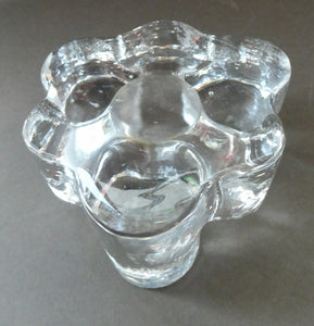 1970s GERMAN Chunky Clear Glass Candle Holder / Plate Warmer by Glasdesign Georgshutte