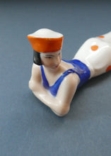 Load image into Gallery viewer, ORIGINAL 1920s German "Bathing Beauty" Porcelain Art Deco Miniature Figurine