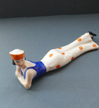 Load image into Gallery viewer, ORIGINAL 1920s German "Bathing Beauty" Porcelain Art Deco Miniature Figurine