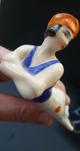 Load image into Gallery viewer, ORIGINAL 1920s German "Bathing Beauty" Porcelain Art Deco Miniature Figurine