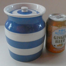Load image into Gallery viewer, 1930s TG Green CORNISHWARE Lidded Storage Jar for RICE: 7 Inches in Height. Green Gresley Church Mark