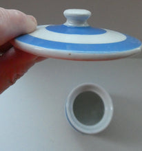 Load image into Gallery viewer, 1930s TG Green CORNISHWARE Lidded Storage Jar for RICE: 7 Inches in Height. Green Gresley Church Mark