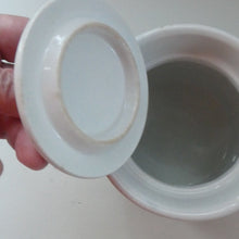 Load image into Gallery viewer, 1930s TG Green CORNISHWARE Lidded Storage Jar for RICE: 7 Inches in Height. Green Gresley Church Mark