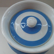 Load image into Gallery viewer, 1930s TG Green CORNISHWARE Lidded Storage Jar for RICE: 7 Inches in Height. Green Gresley Church Mark