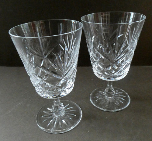 Pair of EDINBURGH CRYSTAL Small Wine OBAN Glasses. SIGNED Height 5 inches