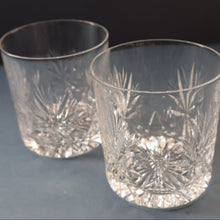 Load image into Gallery viewer, Vintage PAIR of 1960s Edinburgh Chunky Crystal Whisky Tumblers STAR OF EDINBURGH Pattern