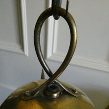 Load image into Gallery viewer, 1920s Antique Hanging Hall or Porch Lantern. Brass and Glass in the Gothic Style