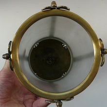 Load image into Gallery viewer, 1920s Antique Hanging Hall or Porch Lantern. Brass and Glass in the Gothic Style
