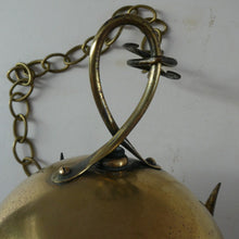 Load image into Gallery viewer, 1920s Antique Hanging Hall or Porch Lantern. Brass and Glass in the Gothic Style
