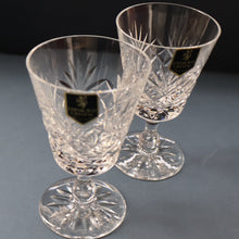 Load image into Gallery viewer, Pair of EDINBURGH CRYSTAL Small OBAN White Wine Glasses. SIGNED Height 4 5/8 inches