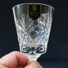 Load image into Gallery viewer, Pair of EDINBURGH CRYSTAL Small OBAN White Wine Glasses. SIGNED Height 4 5/8 inches