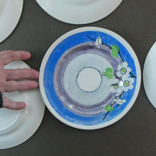 Load image into Gallery viewer, Set of Six Scottish Art Pottery Mak Merry Dessert Plate Prunus Design