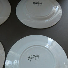 Load image into Gallery viewer, Set of Six Scottish Art Pottery Mak Merry Dessert Plate Prunus Design