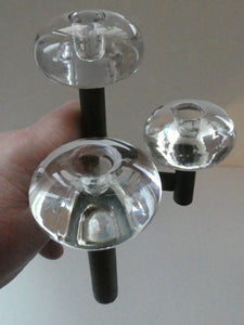 Vintage Single 1970s Candlestick with Metal Body Section and Three Oval Crystal Holders