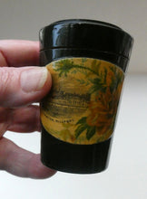 Load image into Gallery viewer, Antique 19th Century MAUCHLINE Ware Black Lacquer Tumbler Box
