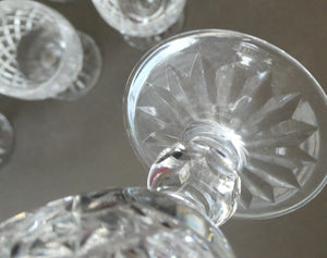 WATERFORD CRYSTAL "Boyne". SET OF SIX Small White Wine Glasses. Each 4 1/2 inches in height
