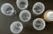 Load image into Gallery viewer, WATERFORD CRYSTAL &quot;Boyne&quot;. SET OF SIX Small White Wine Glasses. Each 4 1/2 inches in height
