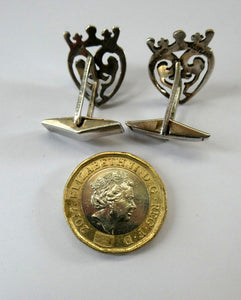 Fine Pair of Scottish Sterling Silver Vintage Cufflinks. Luckenbooth Shape