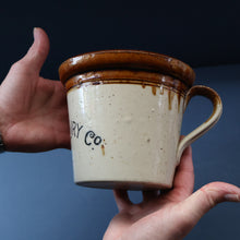 Load image into Gallery viewer, SCOTTISH POTTERY. Antique PORT DUNDAS (Glasgow) 3 lbs Stoneware Crock with Handle. MAYPOLE DAIRY