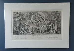 Original Antique FRENCH Etching by Claude Gillot (1673 - 1722). The Feast of the Faun