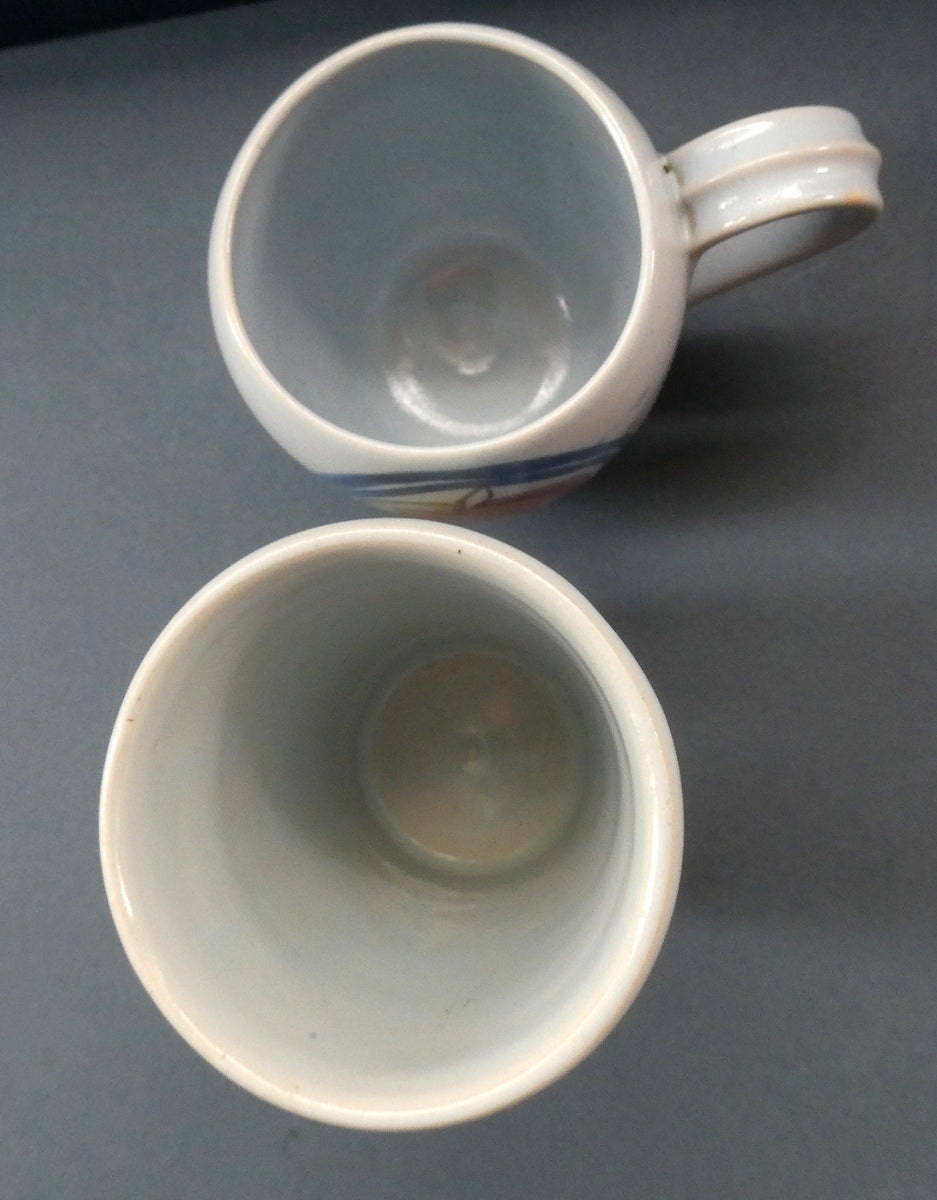 SCOTTISH POTTERY. 1950s Buchan Stoneware Tall Beaker & Small Mug