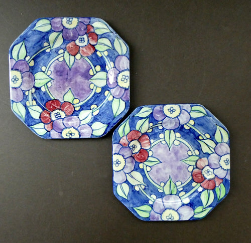 SCOTTISH POTTERY. Scottish Lady Decorator / Painter. 1930s Hand-Painted Pair of Side Plates. 6 inche