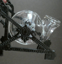 Load image into Gallery viewer, Aesthetic Movement. Antique Cast Iron Inkwell and Dip Pen Stand with Glass Snail Inkwell
