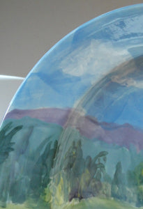 Scottish Pottery Plate. Hand Painted Highland Landscape by R. Carr