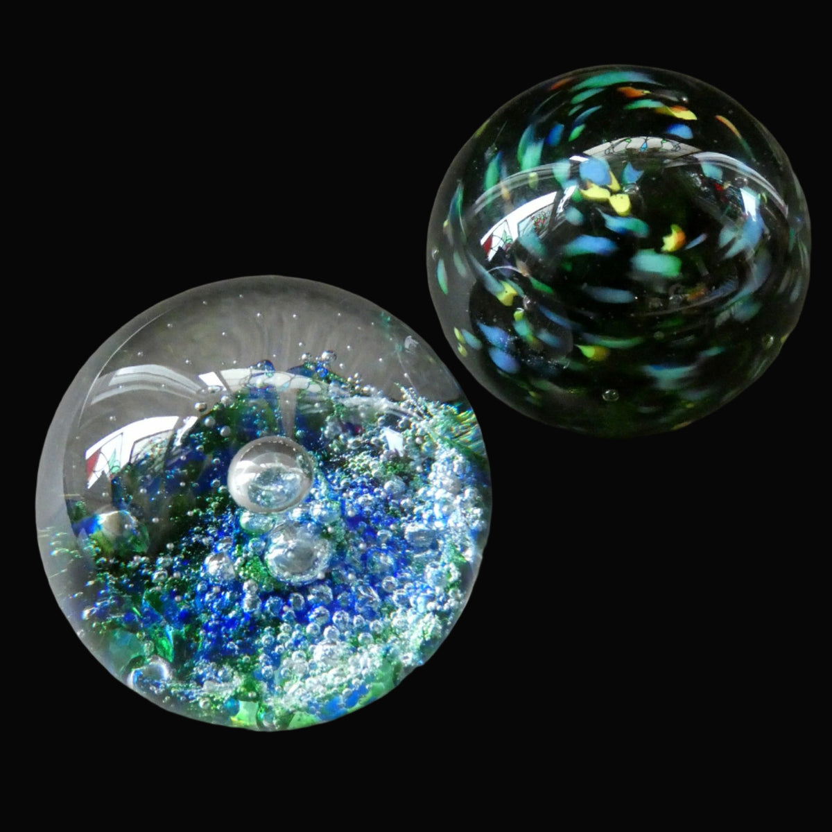 PAIR of Early SELKIRK GLASS Scottish Borders Paperweights