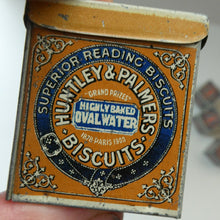 Load image into Gallery viewer, Vintage 1930s MINIATURE or SAMPLE Tin for Huntley and Palmer Biscuits. Yellow Colour