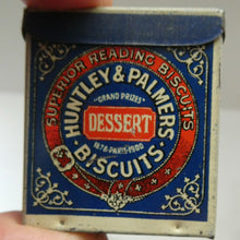 Load image into Gallery viewer, Vintage 1930s MINIATURE or SAMPLE Tin for Huntley and Palmer Biscuits. Blue Colour