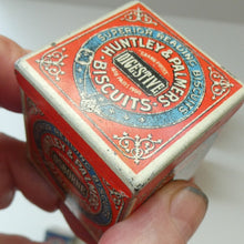 Load image into Gallery viewer, Vintage 1930s MINIATURE or SAMPLE Tin for Huntley and Palmer Biscuits. Red Colour