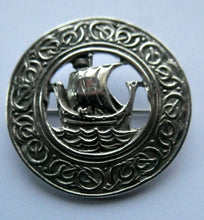 Load image into Gallery viewer, Vintage 1950s Celtic Design Hallmarked Silver Brooch by Robert Allison with Viking Ship Design
