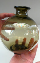 Load image into Gallery viewer, 1960s NORWEGIAN Glass Vase with etched Plus Mark on the base. 7 inches
