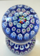 Load image into Gallery viewer, SCOTTISH GLASS. Vintage JOHN DEACONS Perfume Bottle Blue with Millefiori Canes. Thistle Canes
