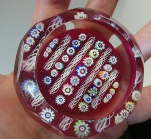 Linear Latticino Twists, Millefiori Canes & Polished Facets. JOHN DEACONS with Thistle Cane