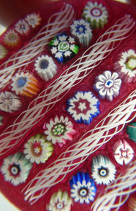 Linear Latticino Twists, Millefiori Canes & Polished Facets. JOHN DEACONS with Thistle Cane