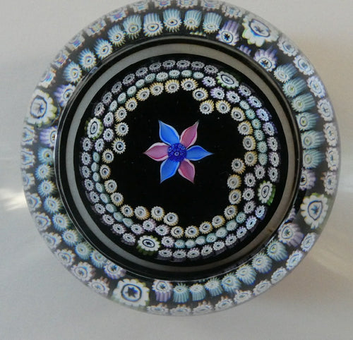 Vintage Caithness Paperweight (for Edinburgh Crystal). Floral Motif with Viewing Facet Above
