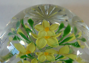 Vintage COLIN TERRIS 1994 Limited Edition Caithness Glass Paperweight. Narcissus Daffodil Design