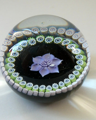 Vintage Caithness Paperweight (for Edinburgh Crystal). Lilac Floral Motif