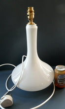 Load image into Gallery viewer, Vintage 1960s HOLMEGAARD Glass Lamp (RE-WIRED) with Brass Neck Fitting. Ice White Coloured Glass. 14 1/2 inches tall
