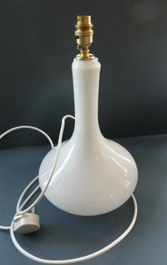 1960s White Danish Holmegaard Glass Lamp. 14 1/2 inches in height