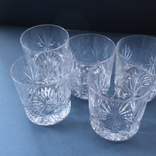 Load image into Gallery viewer, Vintage LOT OF FIVE 1980s Edinburgh Crystal Whisky Tumblers STAR OF EDINBURGH Pattern. 3 1/4 inches
