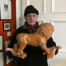 Load image into Gallery viewer, SiNGLE ANTIQUE Victorian Standing Staffordshire Style Bo'ness Lion. Large in Excellent Condition