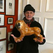 Load image into Gallery viewer, SiNGLE ANTIQUE Victorian Standing Staffordshire Style Bo'ness Lion. Large in Excellent Condition