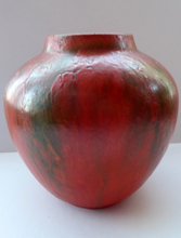 Load image into Gallery viewer, 1960s West German Ruscha Vase with Scarlet Red Thick Volcano Glaze. Model No. 8371

