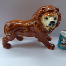 Load image into Gallery viewer, ANTIQUE PAIR of Victorian Standing Staffordshire Style Bo'ness Lions. Large & Substantial Pair in Excellent Condition