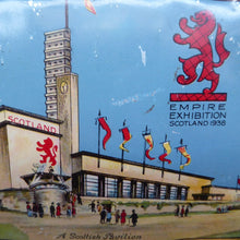 Load image into Gallery viewer, Rare Survivor Glasgow Empire Exhibition Sweetie Tin 1938; with an Image of the Scottish Pavilion