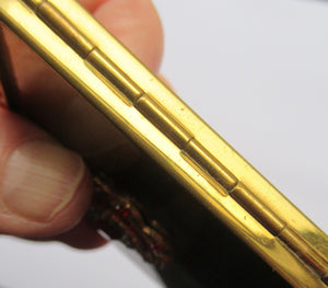 Vintage 1950s Oblong Shape Gold-Tone POWDER COMPACT with Diamante Embellishments